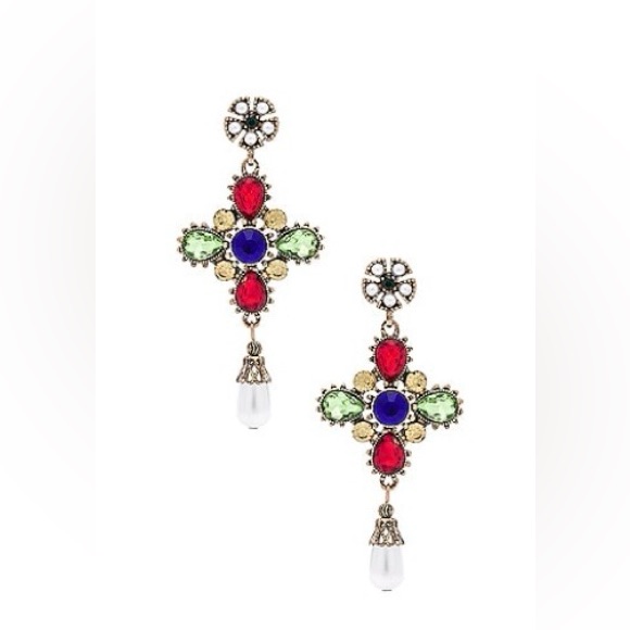 Shashi Colorful Crystal Cross Drop Earrings - Multicolor